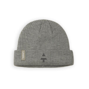 UNRL Slouch Beanie in Heather Gray with Gray Embroidery